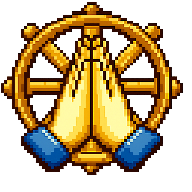 Tripitaka MCP logo — folded hands over a dhammacakka in pixel art